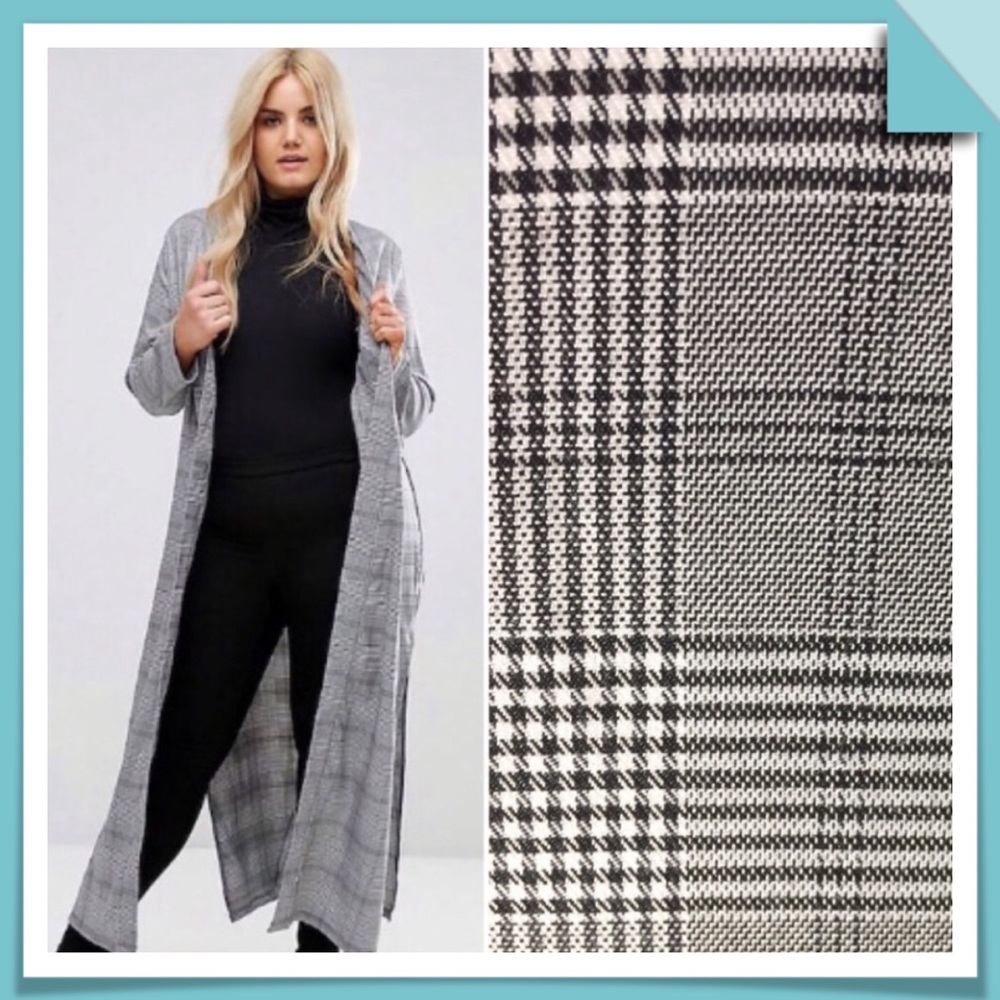 ASOS Misguided Glen Plaid Full Length Coat Size 12 NWT